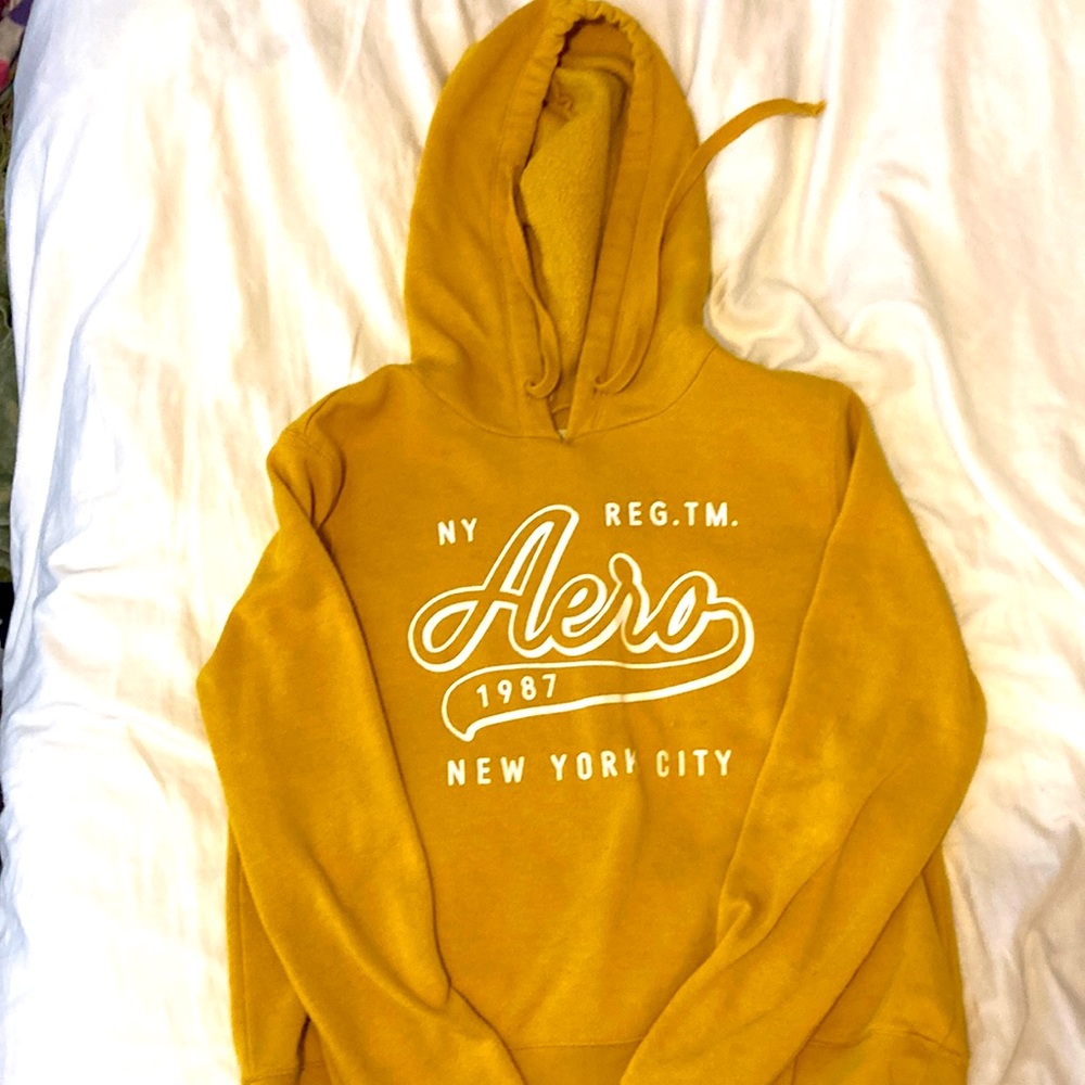 Yellow hoodie with Aeropostale logo🌼